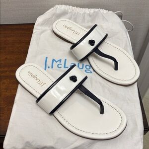 J. McLaughlin Black and White Slide Sandals